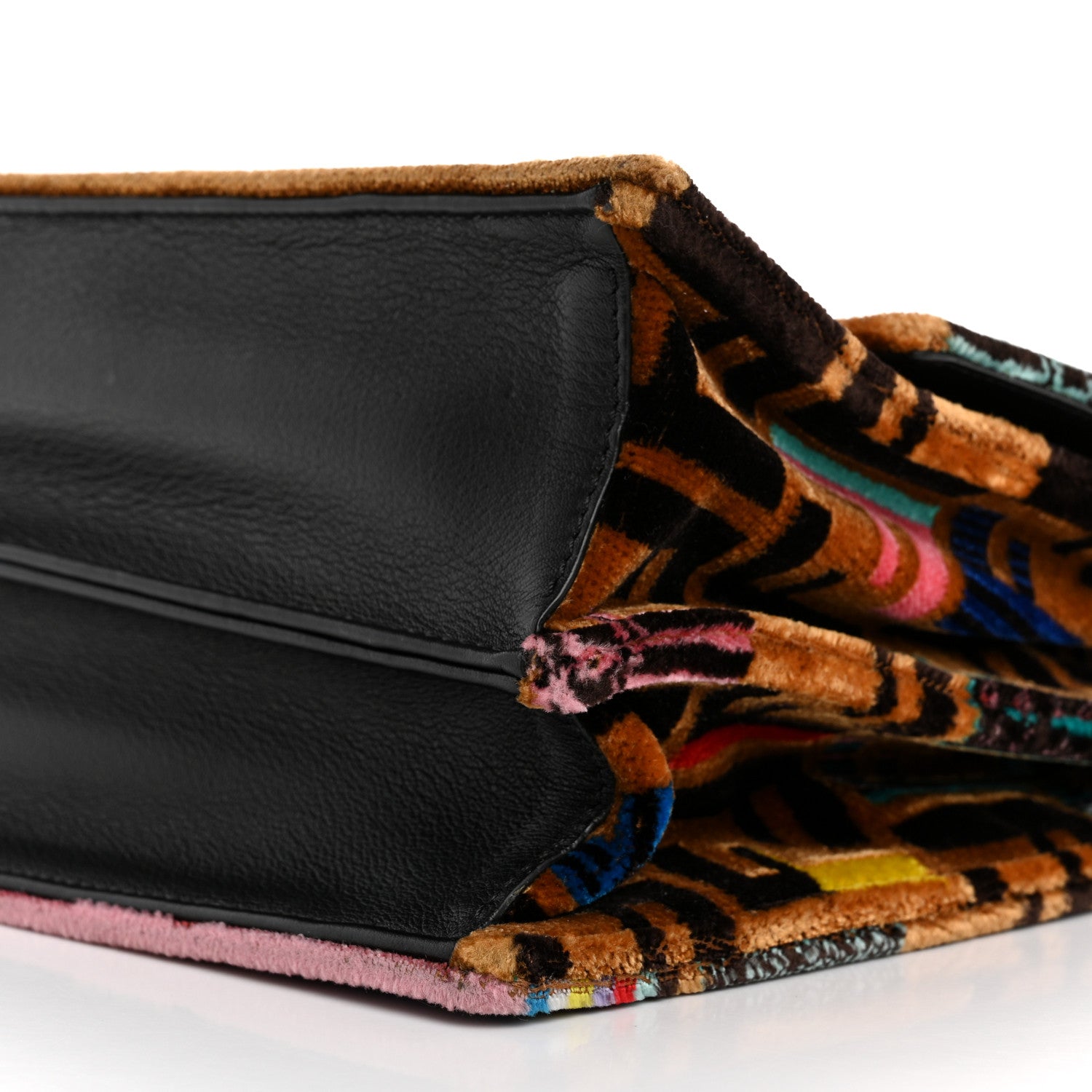 Fendi Velvet Vitello Dolce Fun Fair Kan I Shoulder Bag Tobacco Multicolor Black 10 of 13