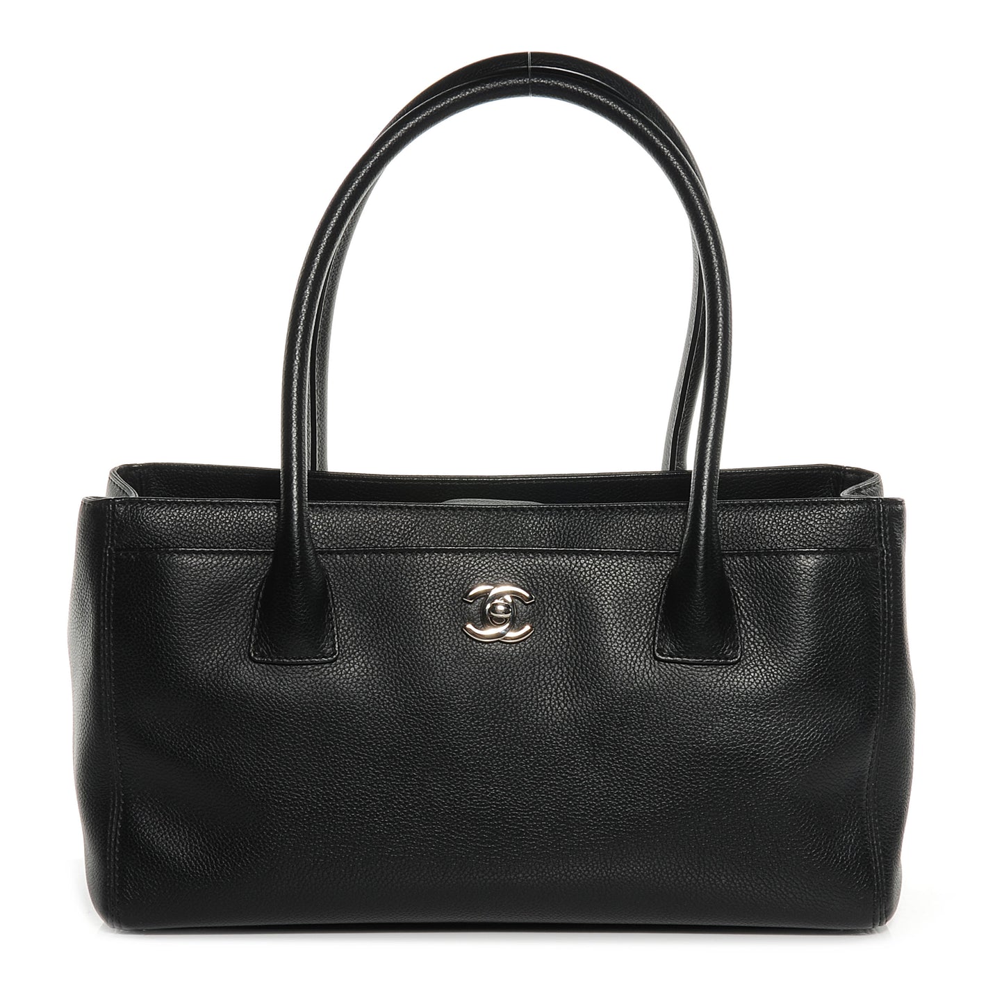 Calfskin Small Cerf Shopper Tote Black