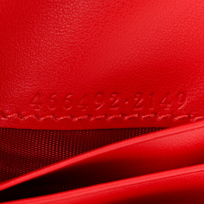 Gucci Calfskin Matelasse GG Marmont Card Case Wallet Hibiscus Red 7 of 8