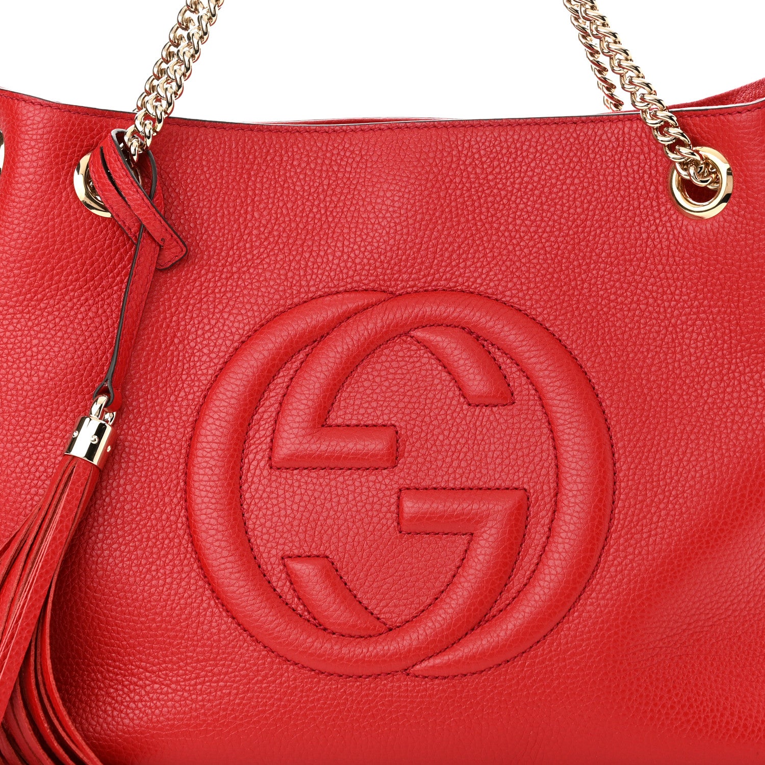 Gucci Cellarius Calfskin Medium Soho Chain Shoulder Bag Vibrant Red 8 of 10