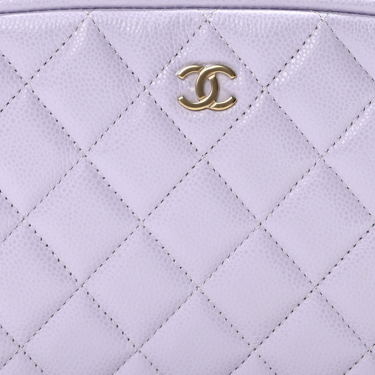 Caviar Quilted Medium Curvy Pouch Cosmetic Case Light Purple