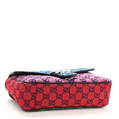 Gucci Monogram Multicolor Matelasse Diagonal Small GG Marmont Shoulder Bag Light Blue Pink Blue Green Red 4 of 8