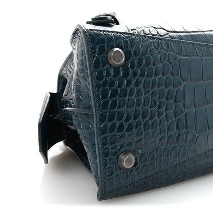 Balenciaga Extra Supple Calfskin Crocodile Embossed Neo Classic Silver Hardware S City Dark Petrol Blue 8 of 9
