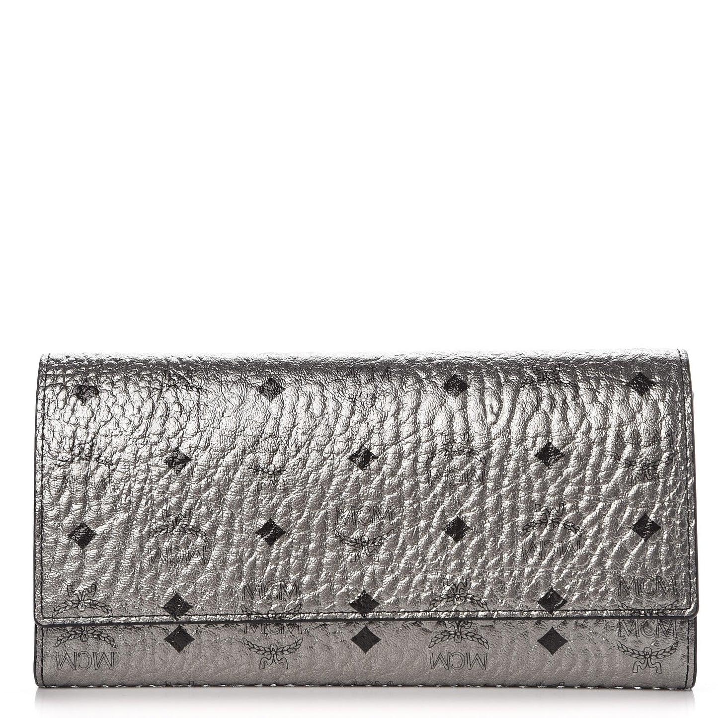 Metallic Visetos Continental Flap Wallet Silver