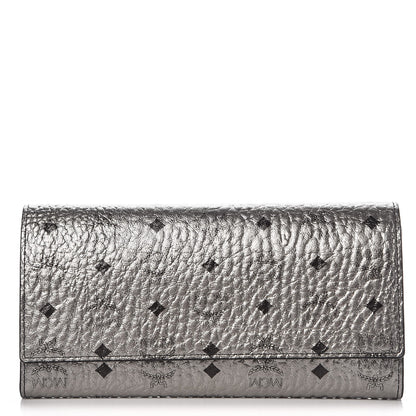MCM Metallic Visetos Continental Flap Wallet Silver 1 of 12