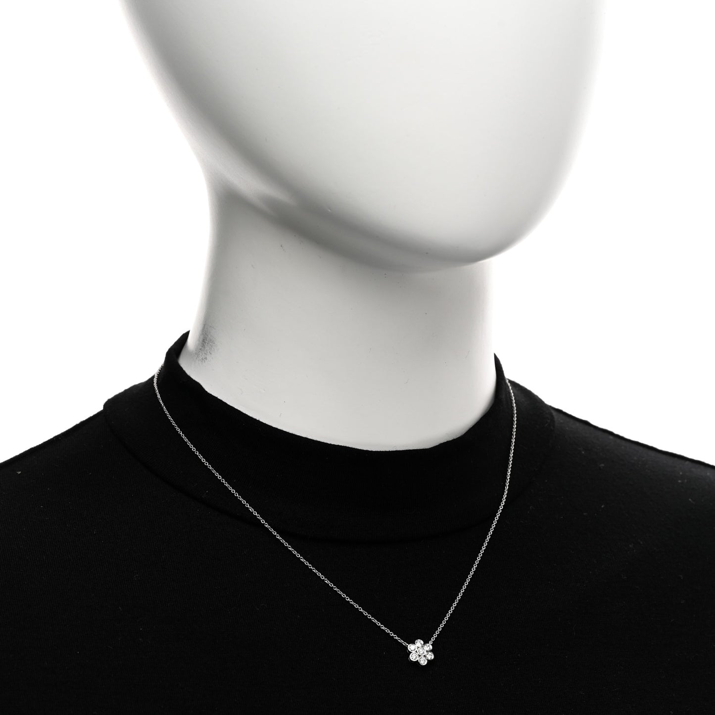 Platinum Diamond Small Enchant Flower Pendant Necklace