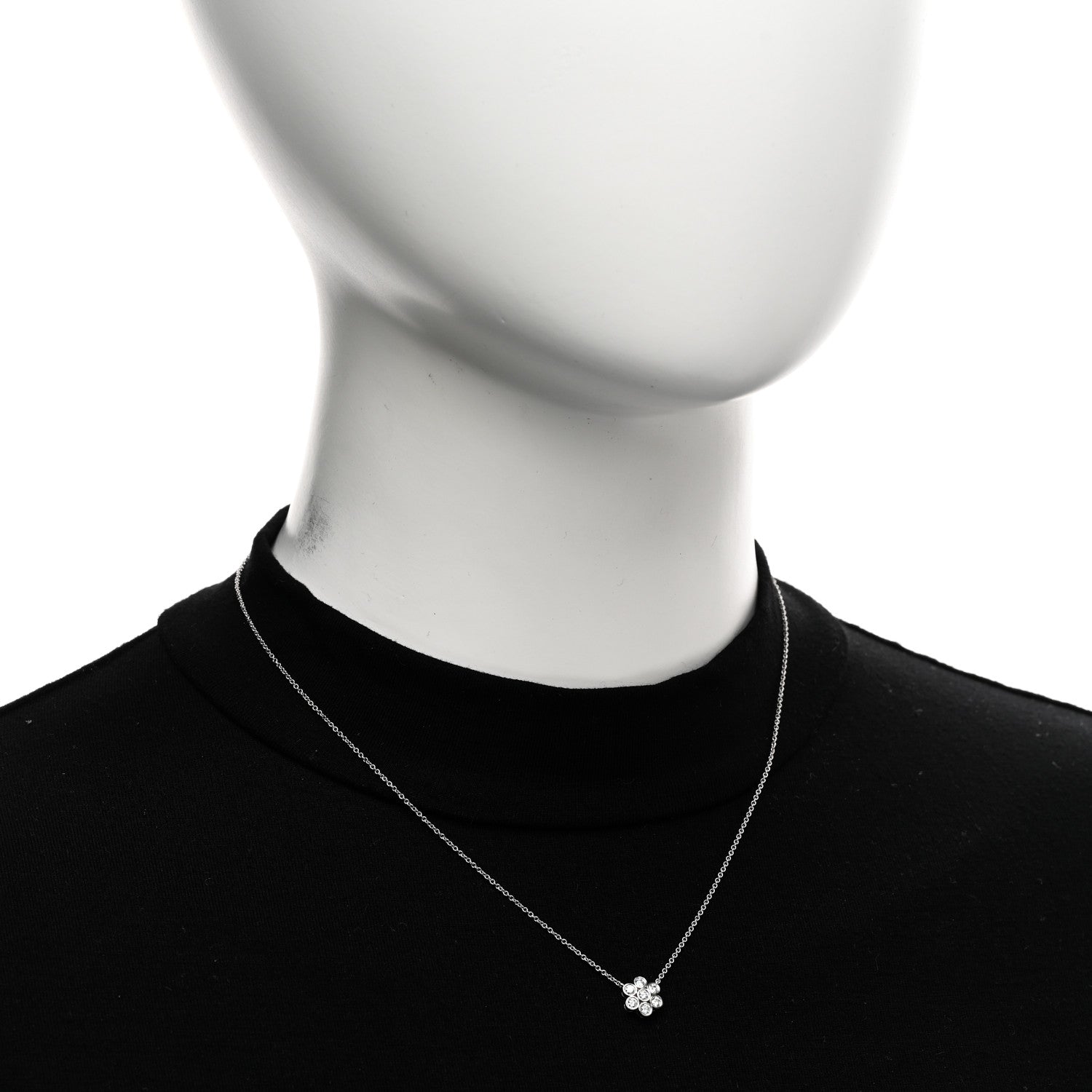Tiffany Platinum Diamond Small Enchant Flower Pendant Necklace 2 of 5