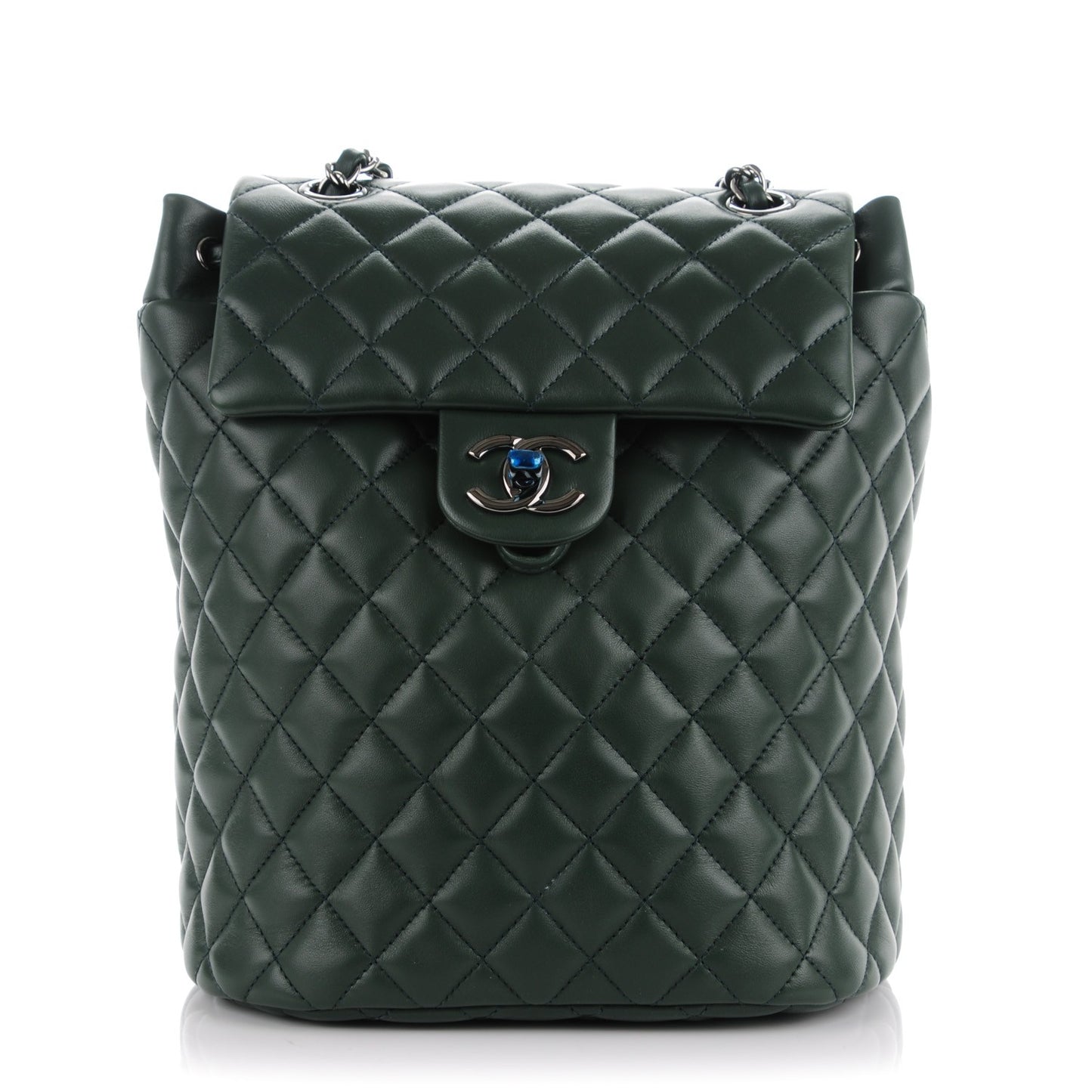 Lambskin Quilted Small Urban Spirit Backpack Dark Green