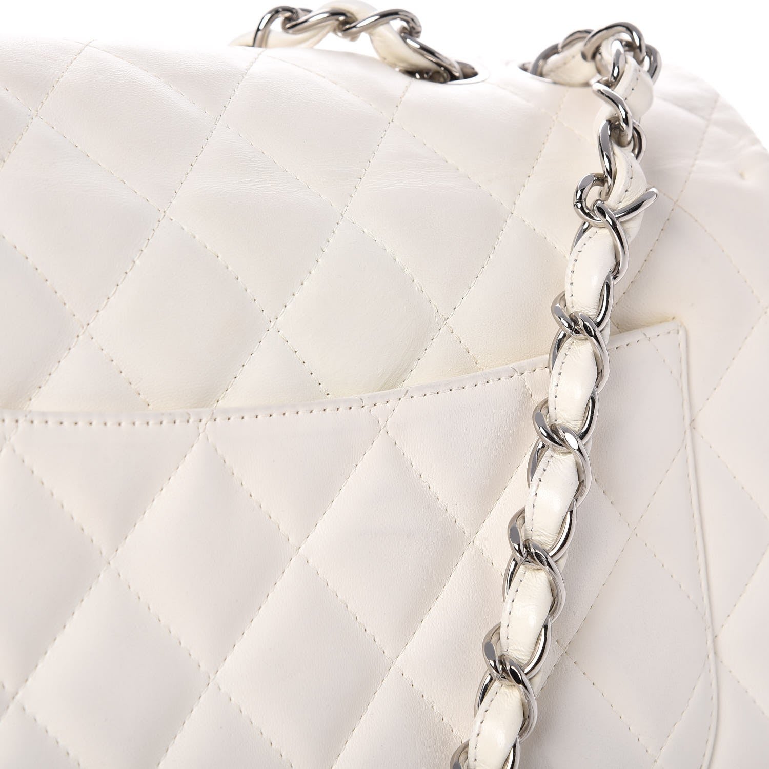Chanel Lambskin Quilted Jumbo Single Flap White 14 of 19