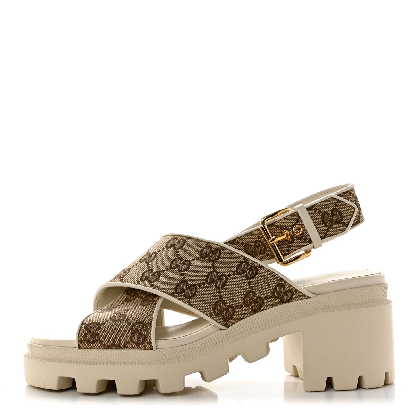 Monogram Granada Kid Trip 40/72mm Lug Sole Sandals 38.5 Beige Ebony Mystic White