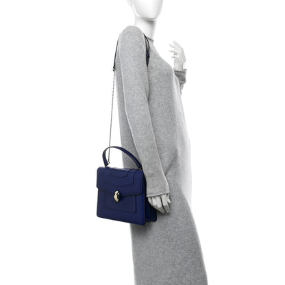 Bulgari Calfskin Large Serpenti Forever Top Handle Blue 2 of 14