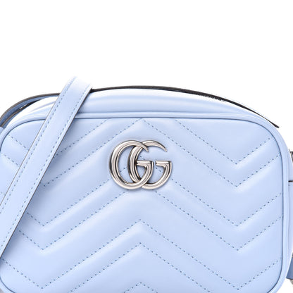 Gucci Calfskin Matelasse Mini GG Marmont Chain Shoulder Bag Porcelain Light Blue 12 of 13