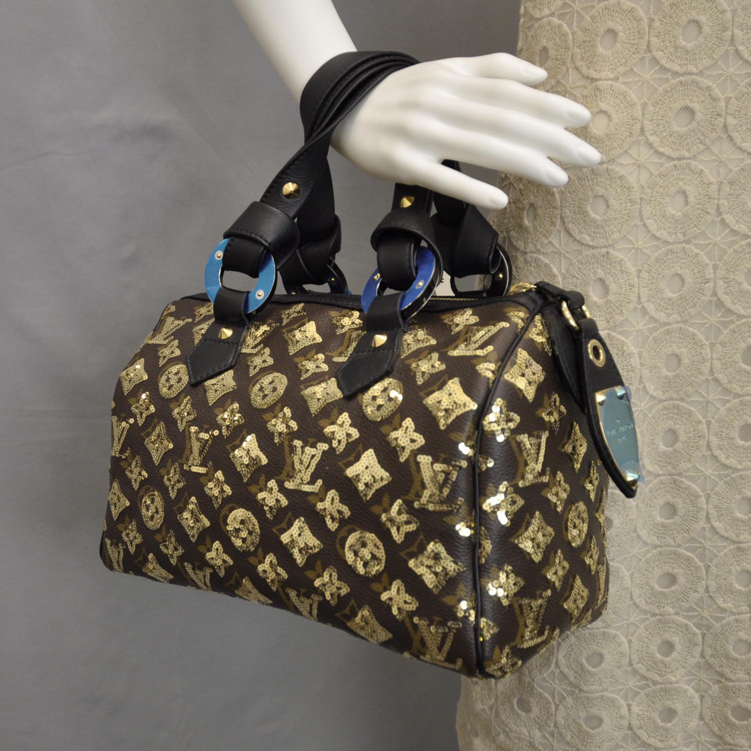 Louis Vuitton Monogram Sequins Eclipse Speedy 28 Gold 2 of 9