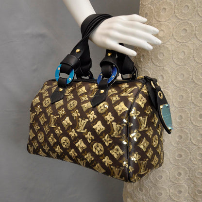 Louis Vuitton Monogram Sequins Eclipse Speedy 28 Gold 2 of 9