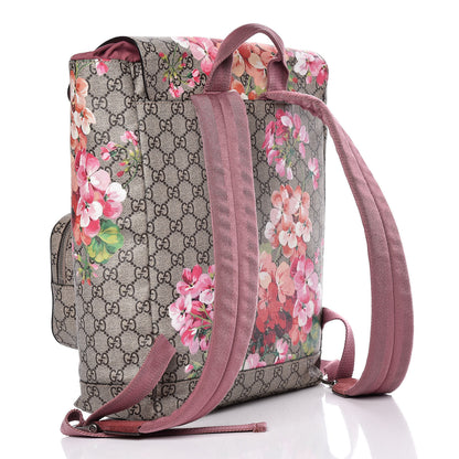 Gucci GG Supreme Monogram Blooms Medium Single Buckle Backpack Beige Multicolor Dry Rose 3 of 9