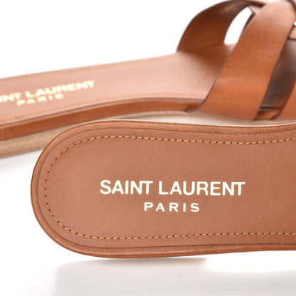 Saint Laurent Calfskin Tribute 05 Slide Sandals 37.5 Amber 6 of 8