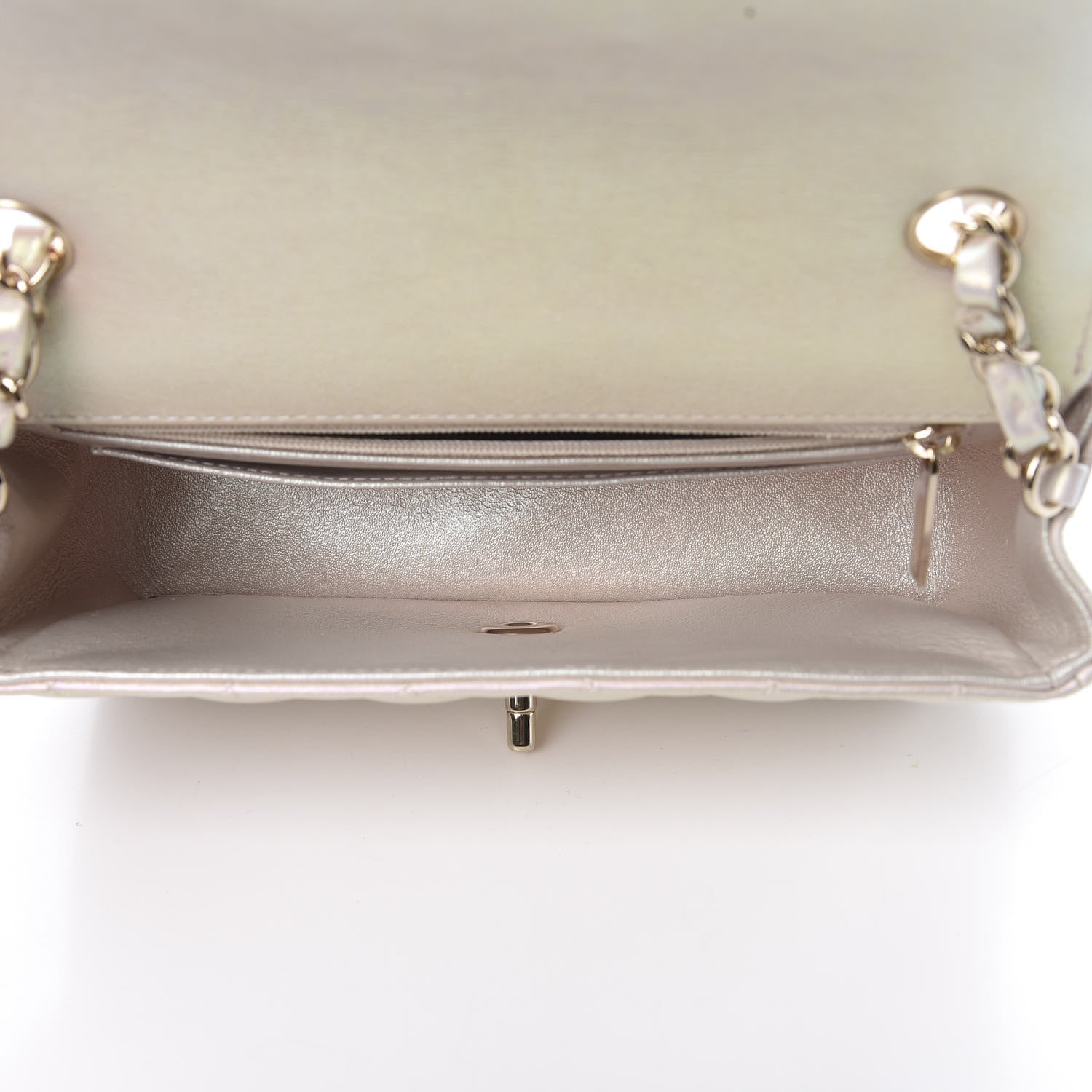 Chanel Iridescent Lambskin Quilted Mini Rectangular Flap Ivory 5 of 11