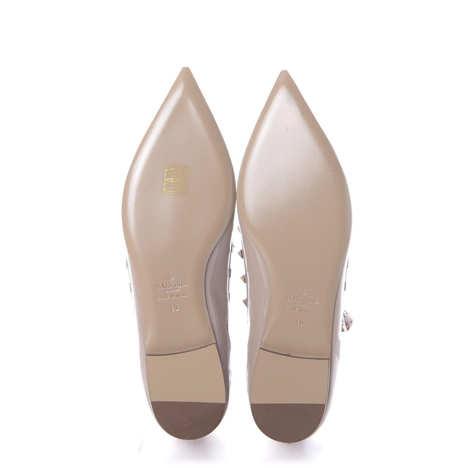 Valentino Garavani Patent Rockstud Cage Ballerina Flats 40 Poudre 7 of 11