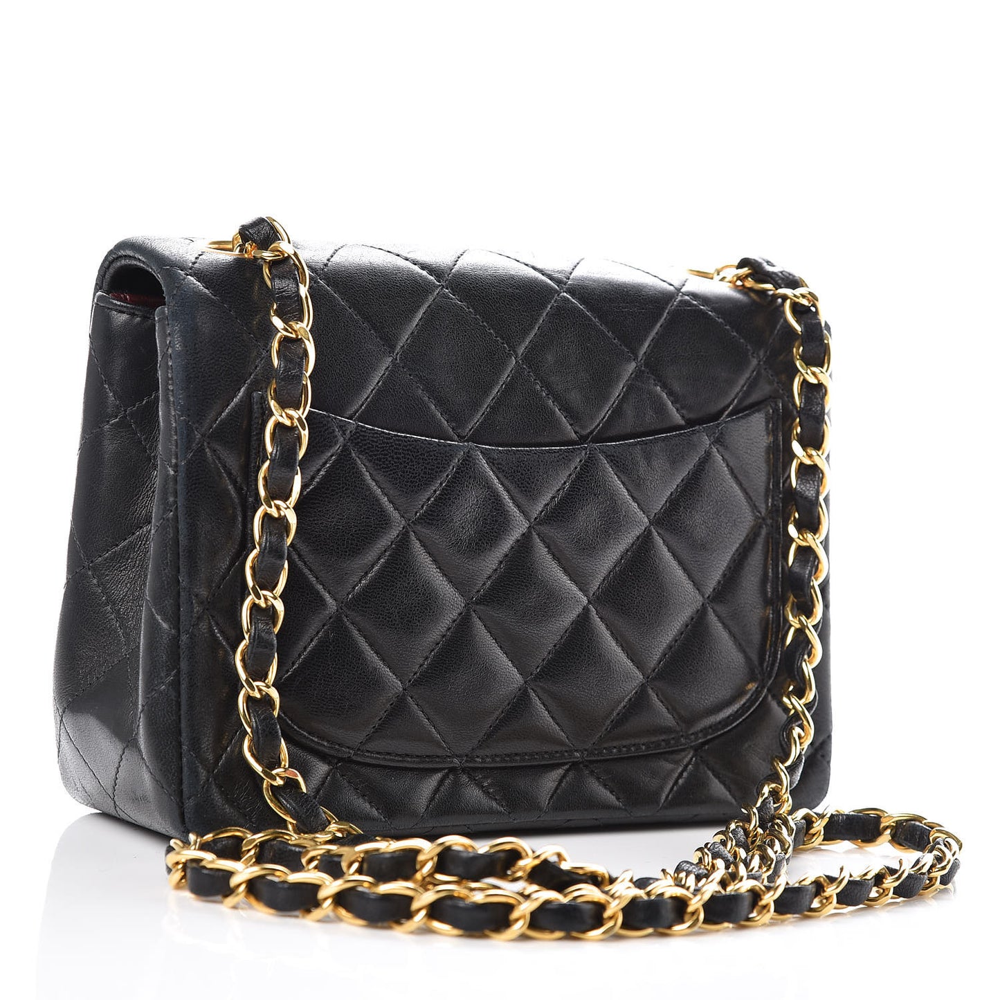 Lambskin Quilted Mini Square Flap Black