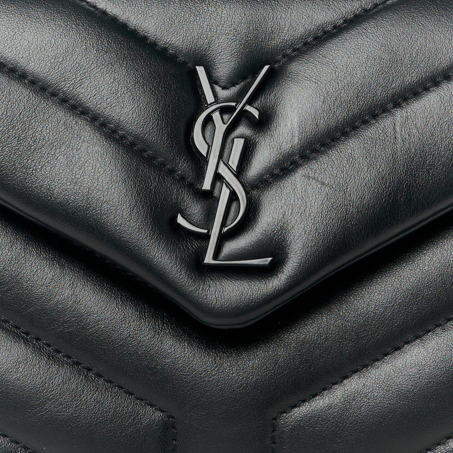Calfskin Y Quilted Monogram Monochrome Toy Loulou Crossbody Bag Black