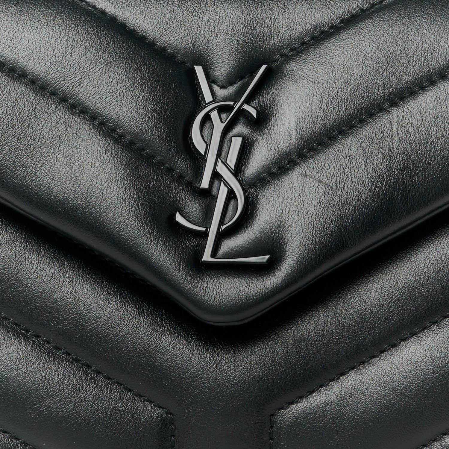 Saint Laurent Calfskin Y Quilted Monogram Monochrome Toy Loulou Crossbody Bag Black 9 of 12