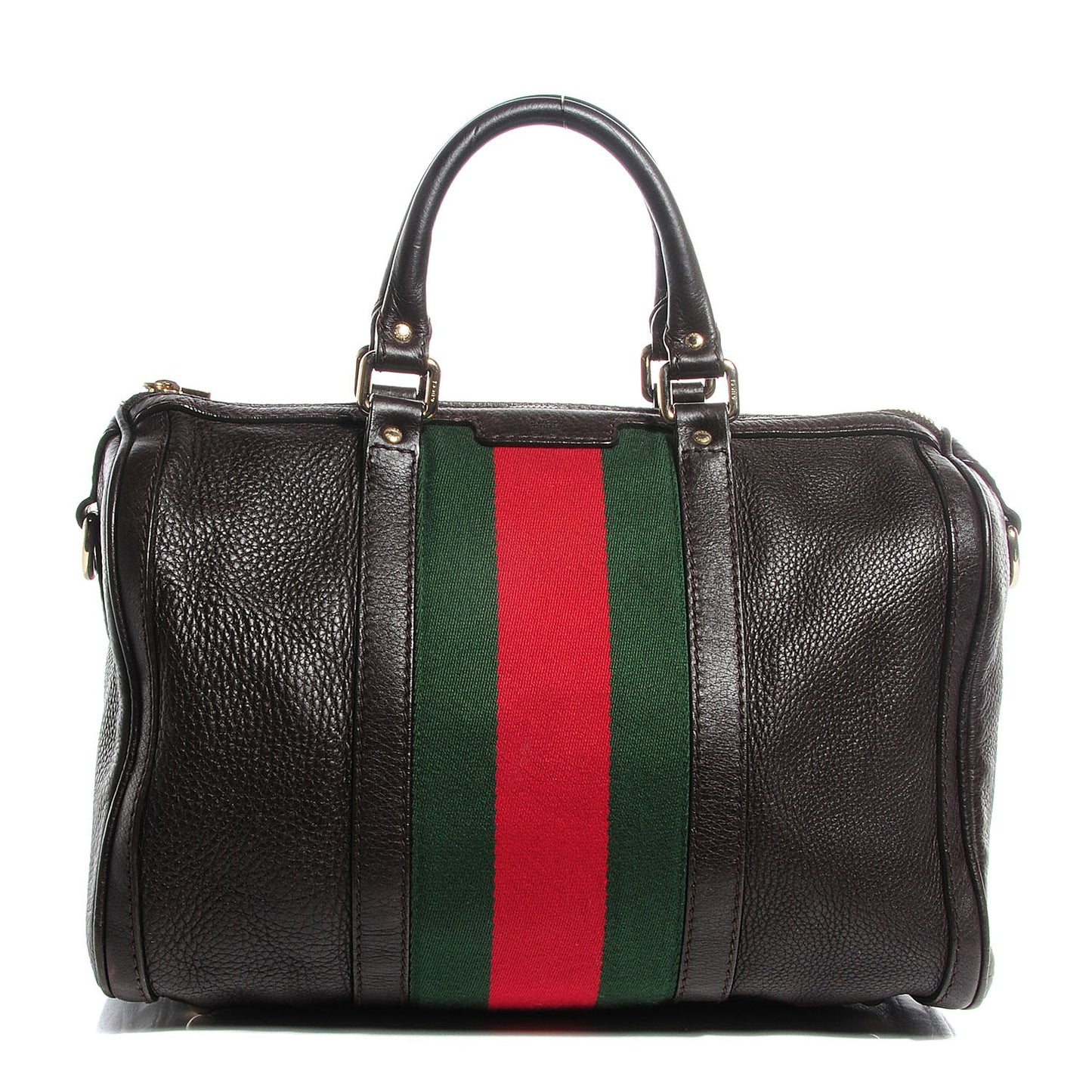 Calfskin Vintage Web Medium Boston Dark Brown