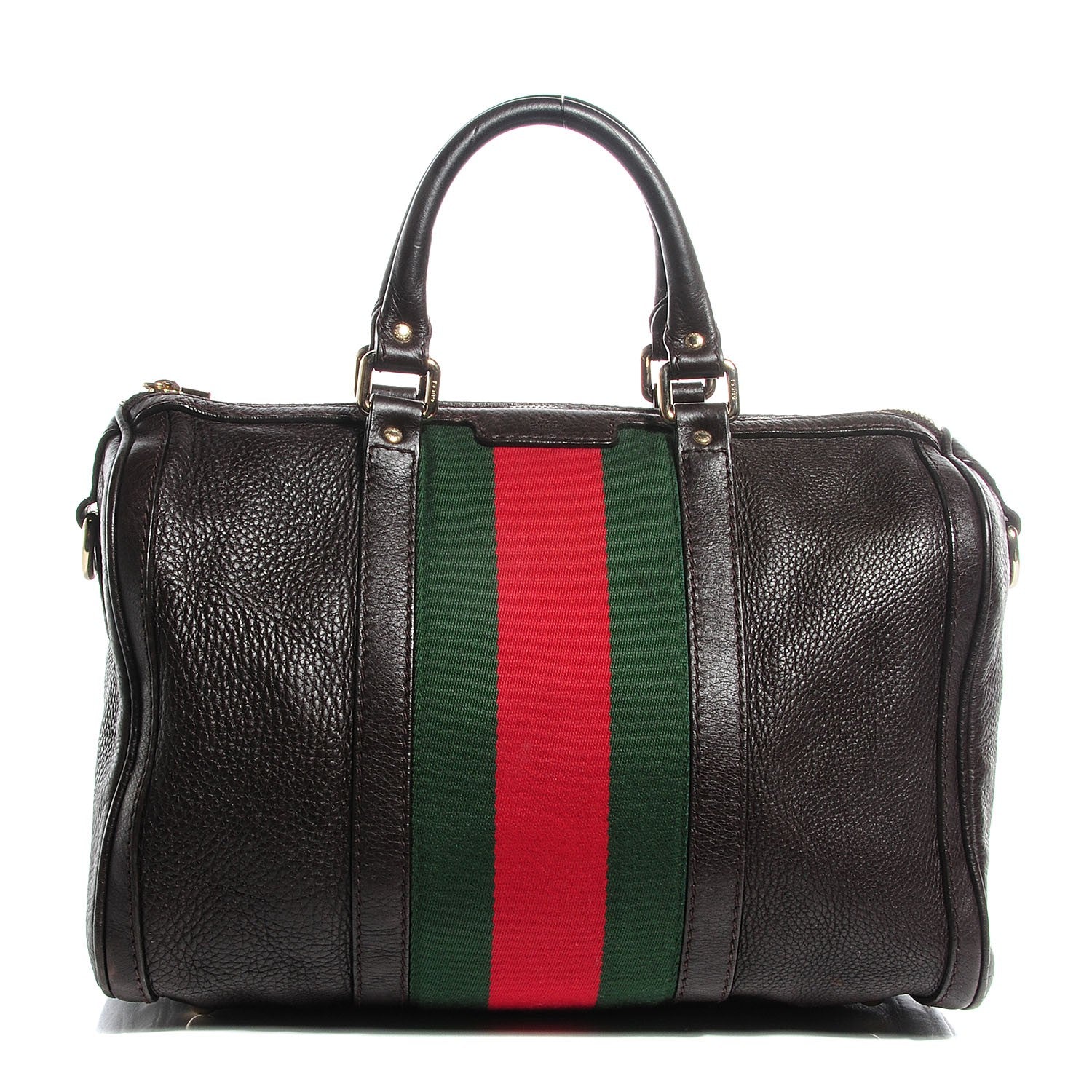 Gucci Calfskin Vintage Web Medium Boston Dark Brown 1 of 8