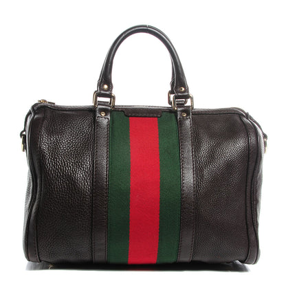 Gucci Calfskin Vintage Web Medium Boston Dark Brown 1 of 8