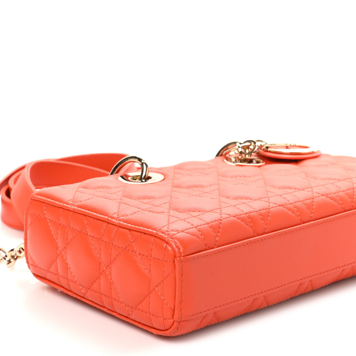 Christian Dior Lambskin Cannage Small Lady D-Joy Orange 9 of 10