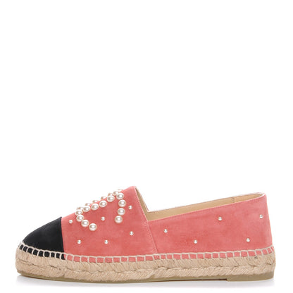 Chanel Suede Pearl CC Espadrilles 37 Pink 1 of 10