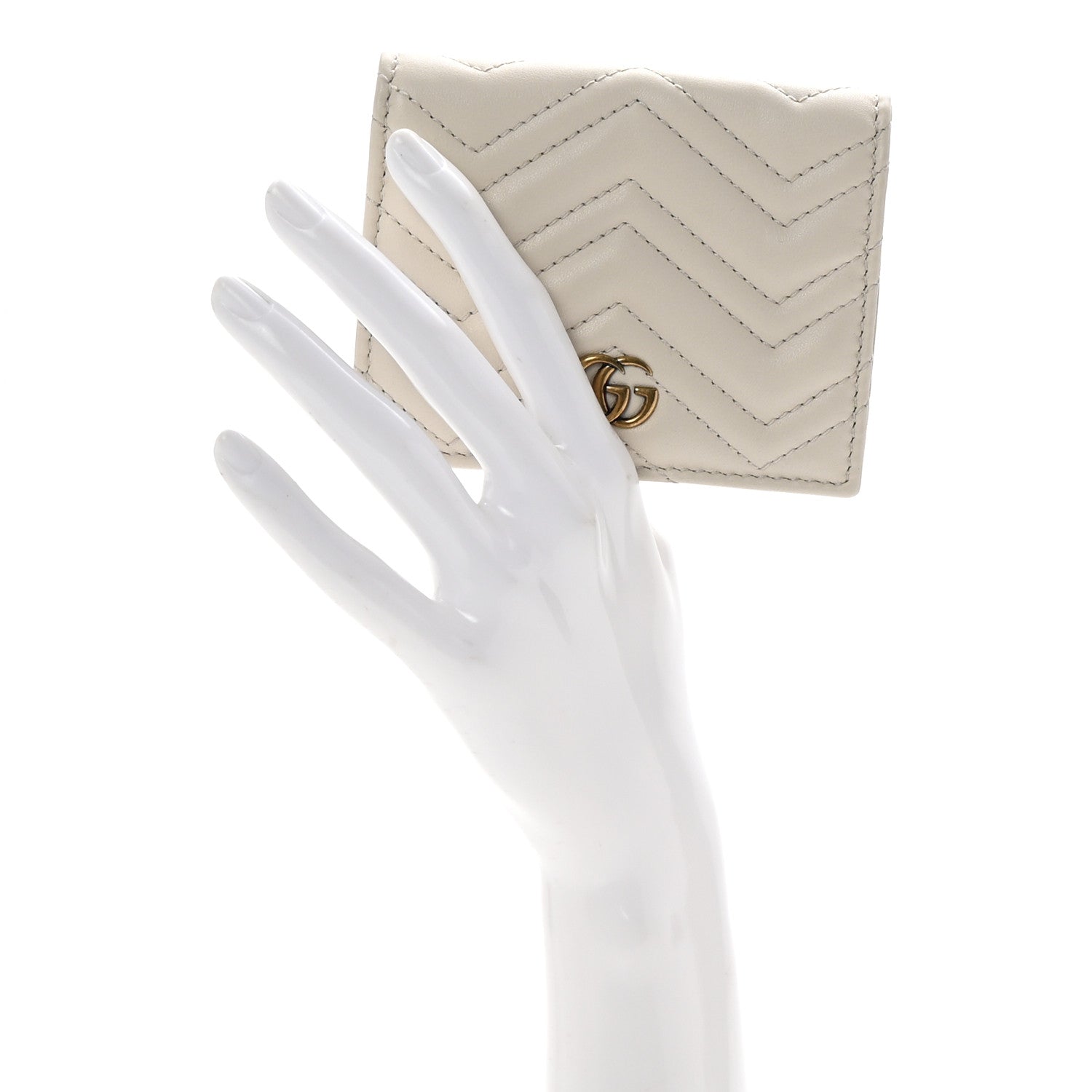 Gucci Calfskin Matelasse GG Marmont Card Case White 2 of 7