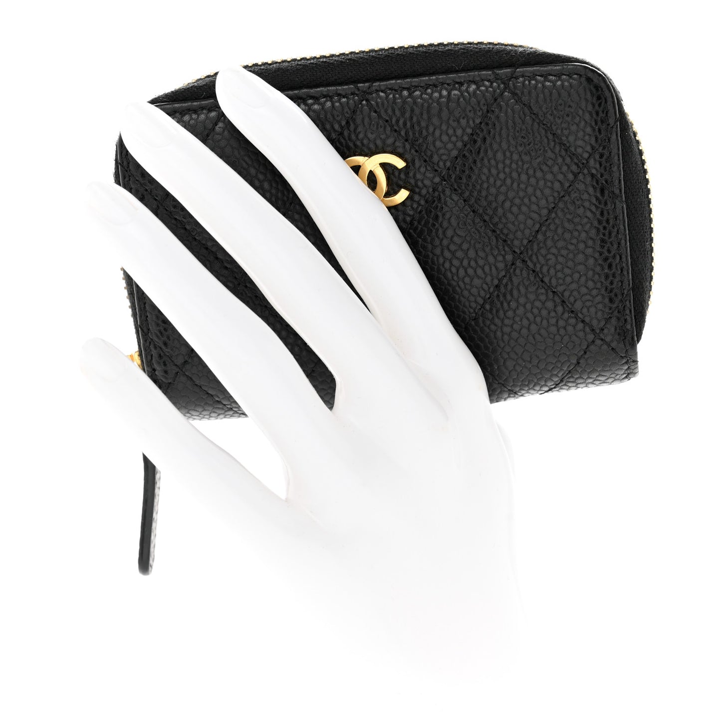 Caviar Quilted Zip Coin Purse Black