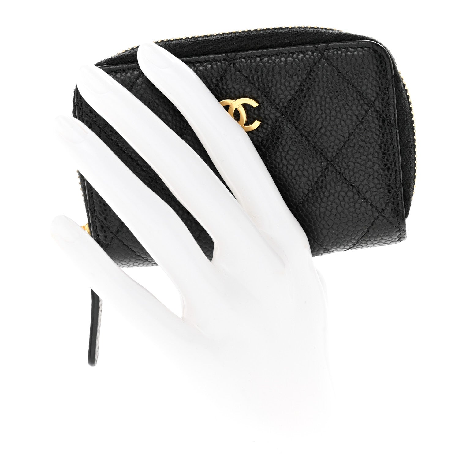 Chanel Caviar Quilted Zip Coin Purse Black 2 of 12