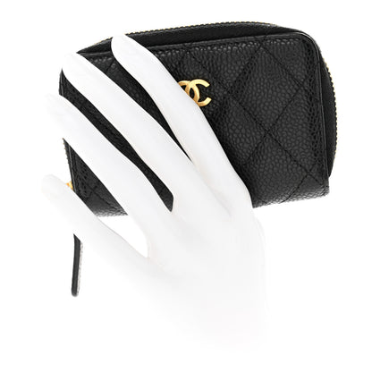 Chanel Caviar Quilted Zip Coin Purse Black 2 of 12