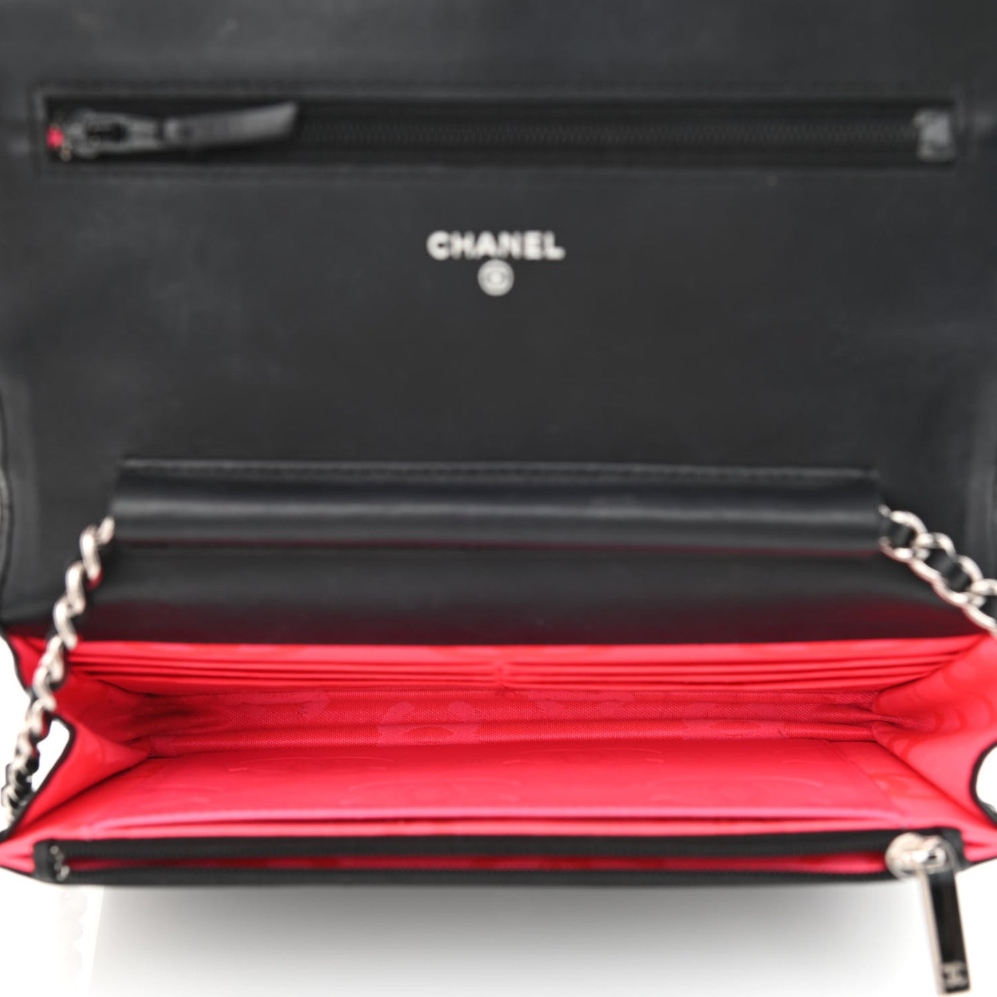Calfskin Quilted Cambon Wallet On Chain WOC Black