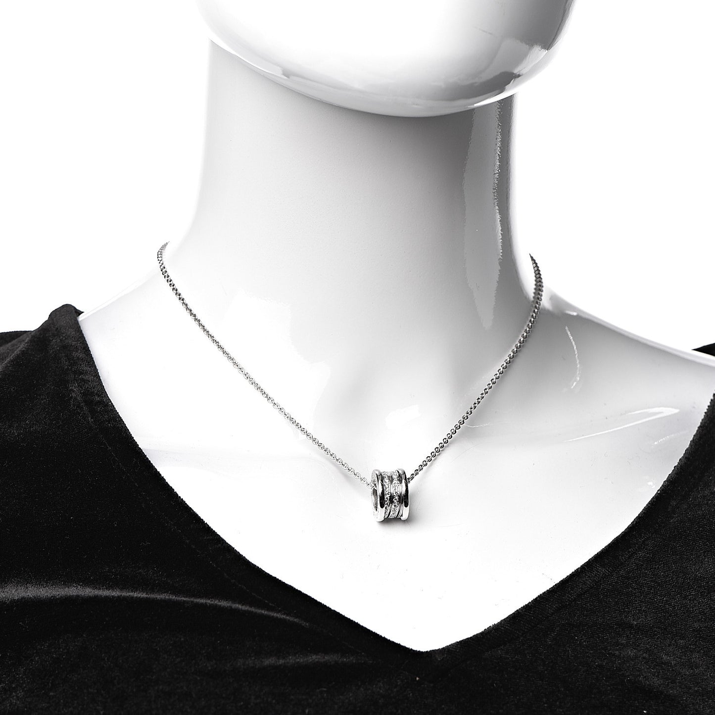 18K White Gold Diamond B.Zero1 Pave Pendant Necklace