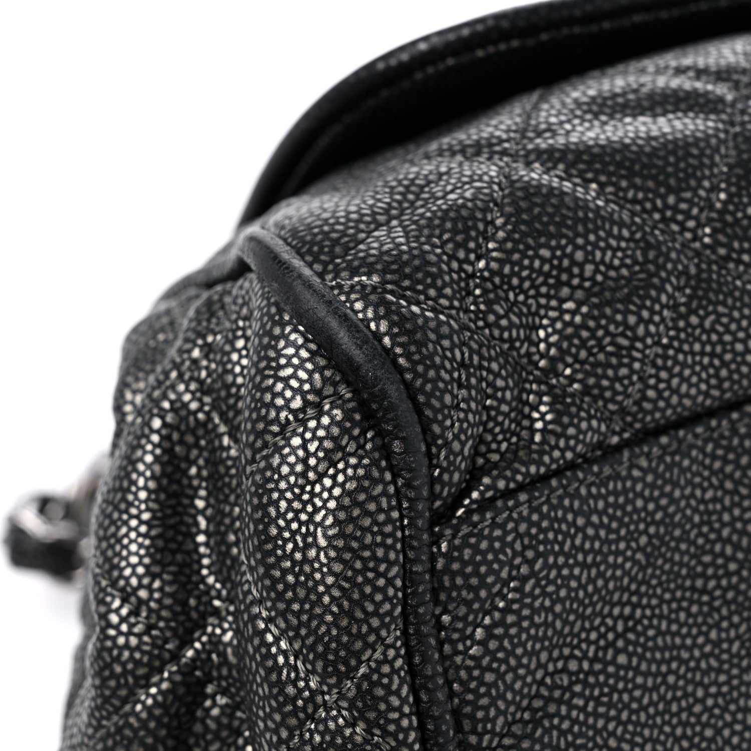 Chanel Metallic Caviar Quilted Timeless Accordion Flap Dark Silver 8 of 14