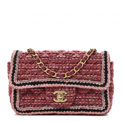 Chanel Tweed Quilted Mini Rectangular Flap Pink Red Multicolor 1 of 9
