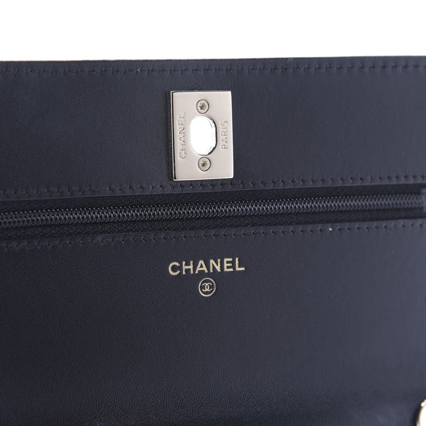 Lambskin Quilted Trendy CC Wallet On Chain WOC Black
