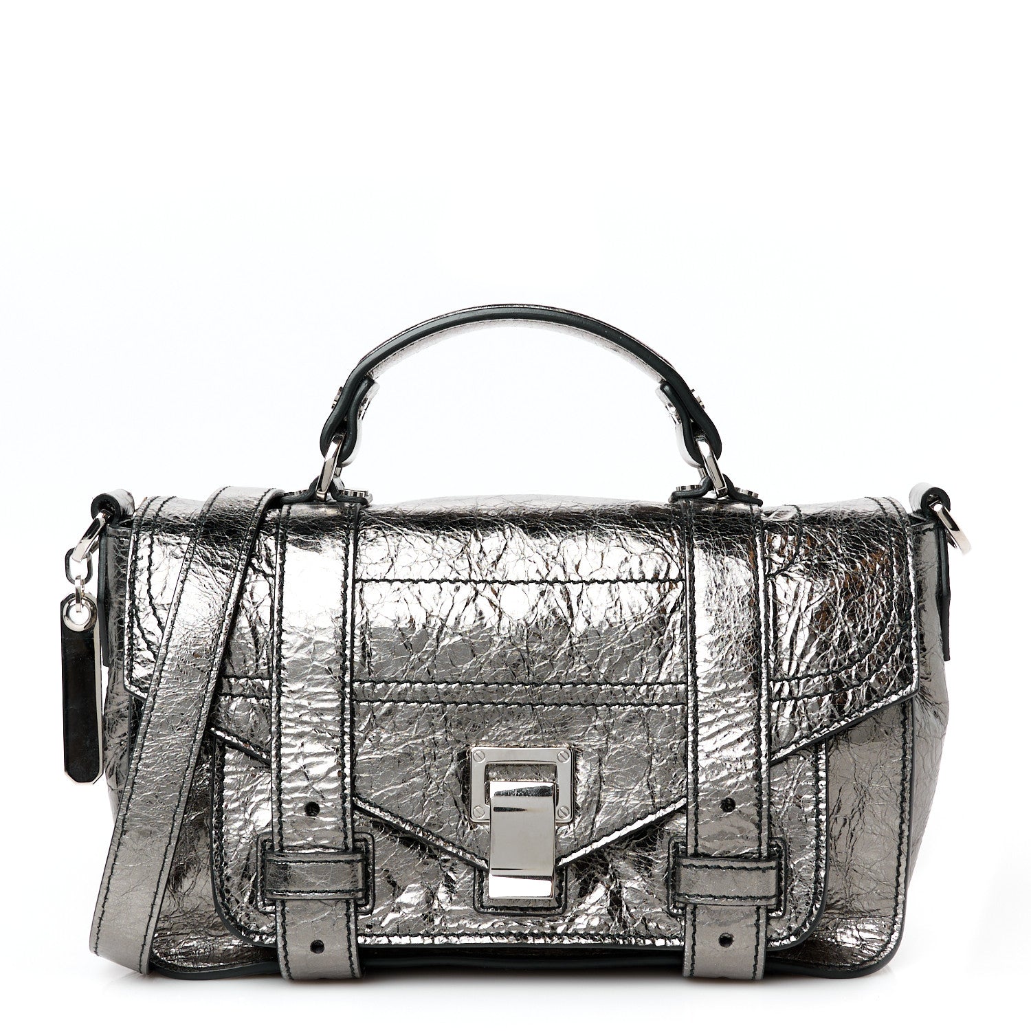 Proenza Schouler Metallic Lambskin Tiny PS1 Satchel Silver 1 of 11