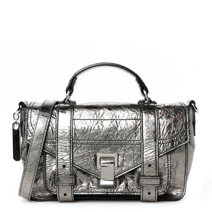 Proenza Schouler Metallic Lambskin Tiny PS1 Satchel Silver 1 of 11