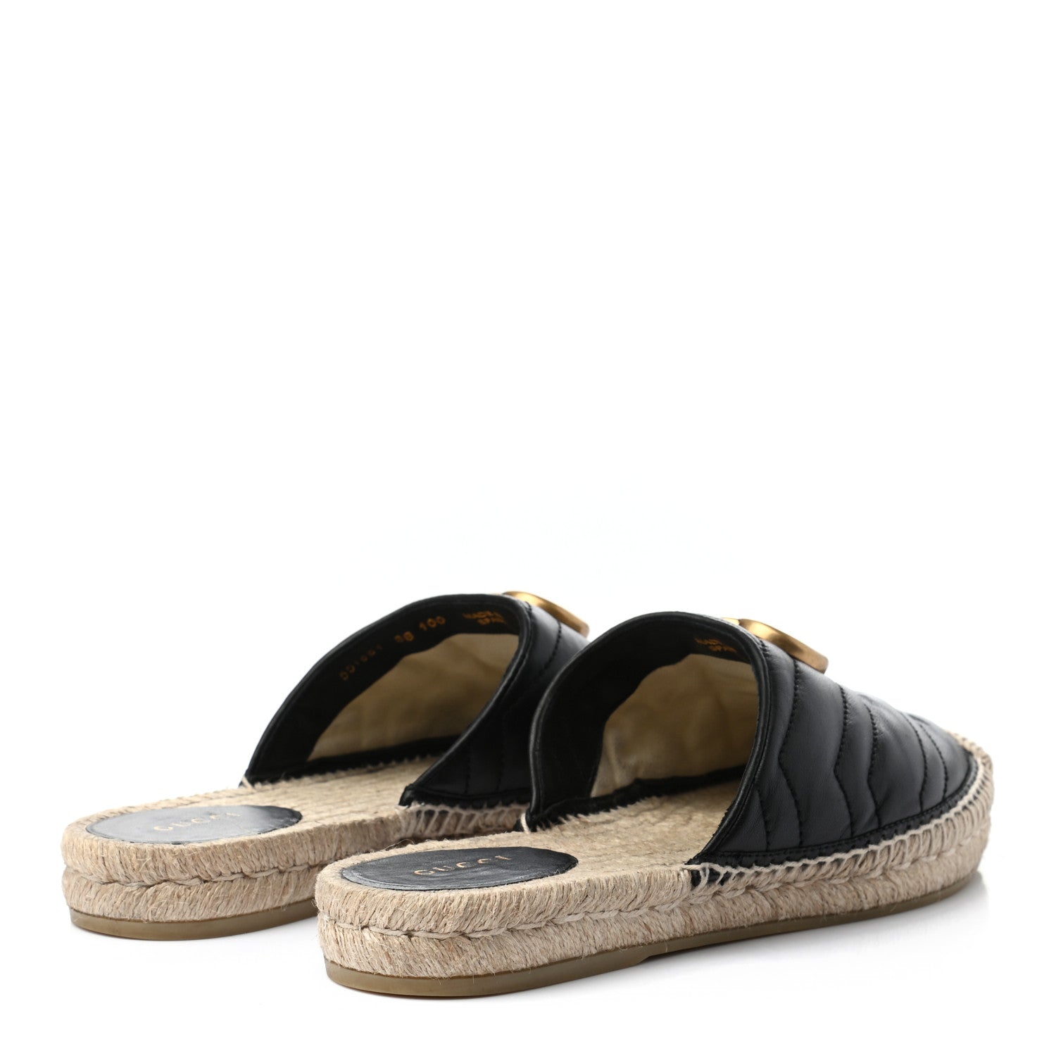 Gucci Nappa Matelasse GG Marmont Espadrille Slippers 38 Black 4 of 9