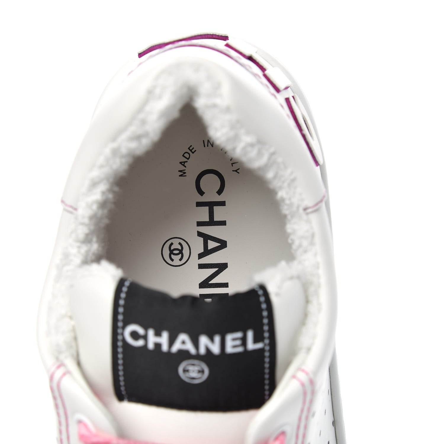 Chanel Calfskin Womens Logo Sneakers 38 White Pink 7 of 10
