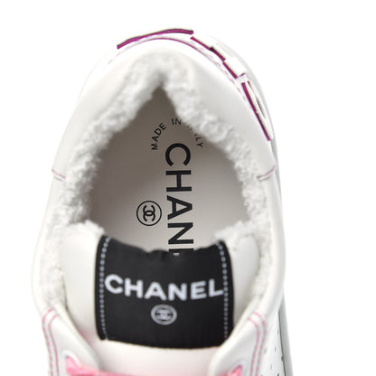 Chanel Calfskin Womens Logo Sneakers 38 White Pink 7 of 10