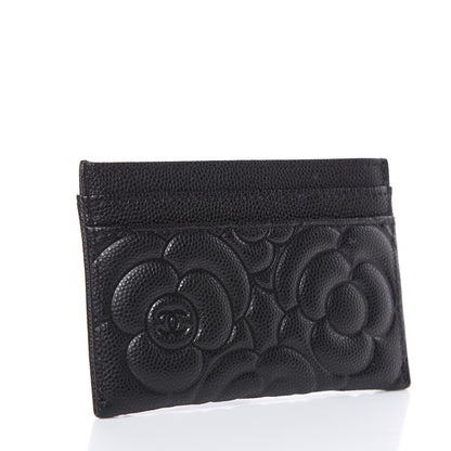 Chanel Caviar Camellia Embossed Card Holder Black 3 of 9