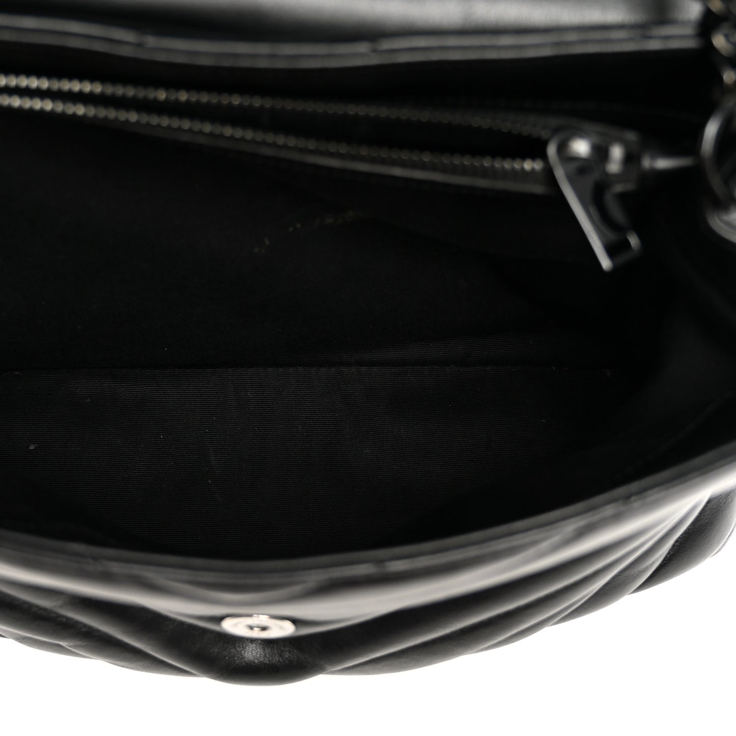 Calfskin Y Quilted Monogram Monochrome Medium Loulou Chain Satchel Black