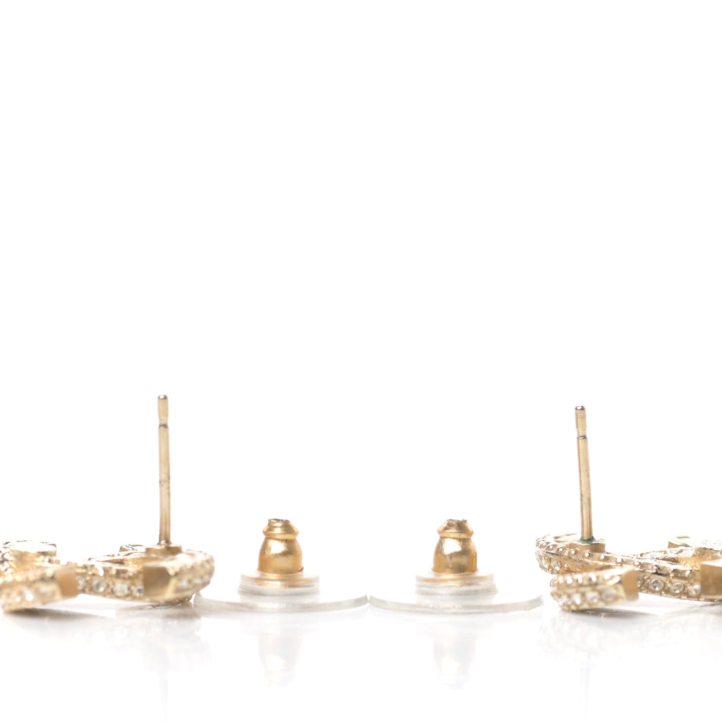 Crystal Pearl CC Drop Earrings Gold