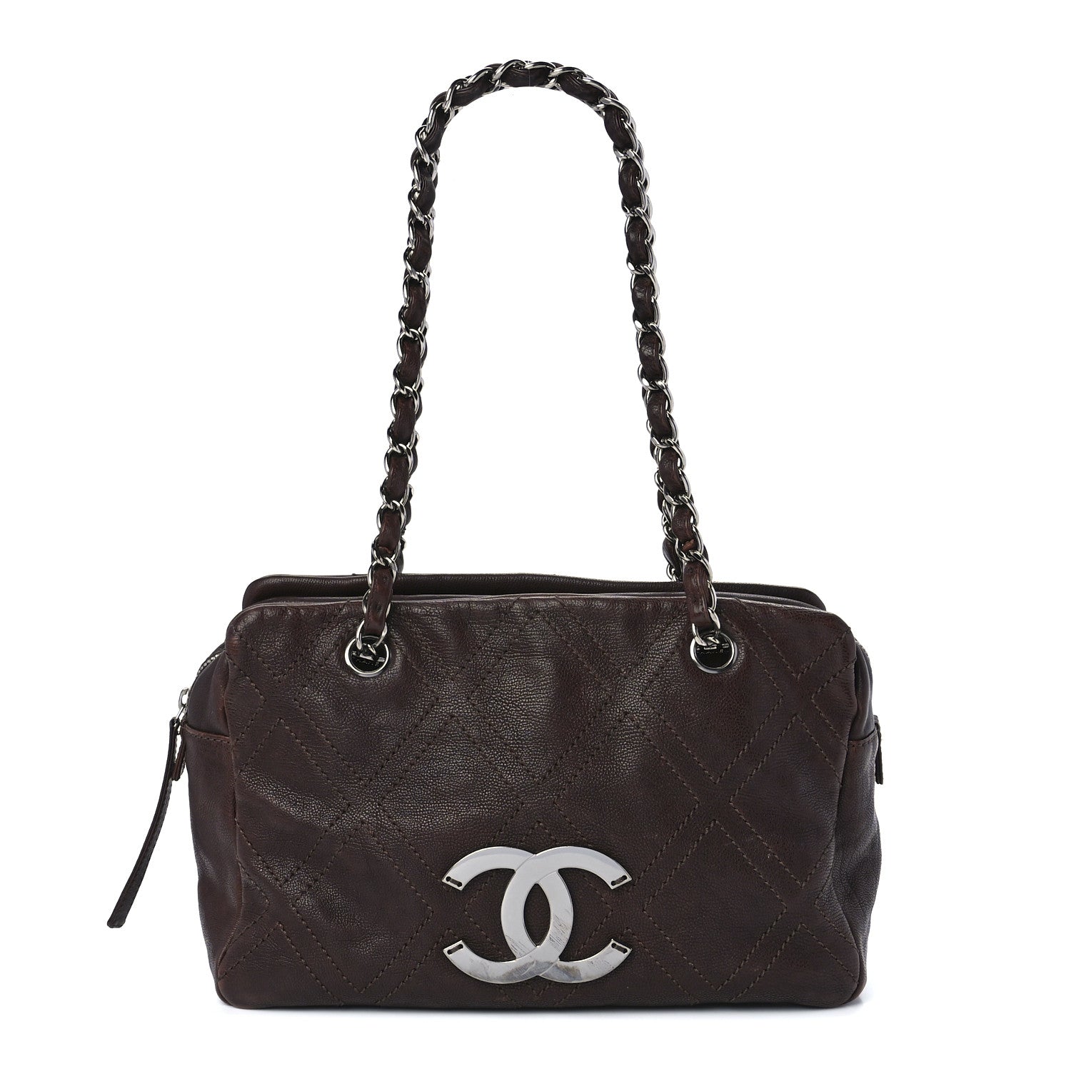 Chanel Calfskin Large Diamond Stitch Tote Brown 1 of 14