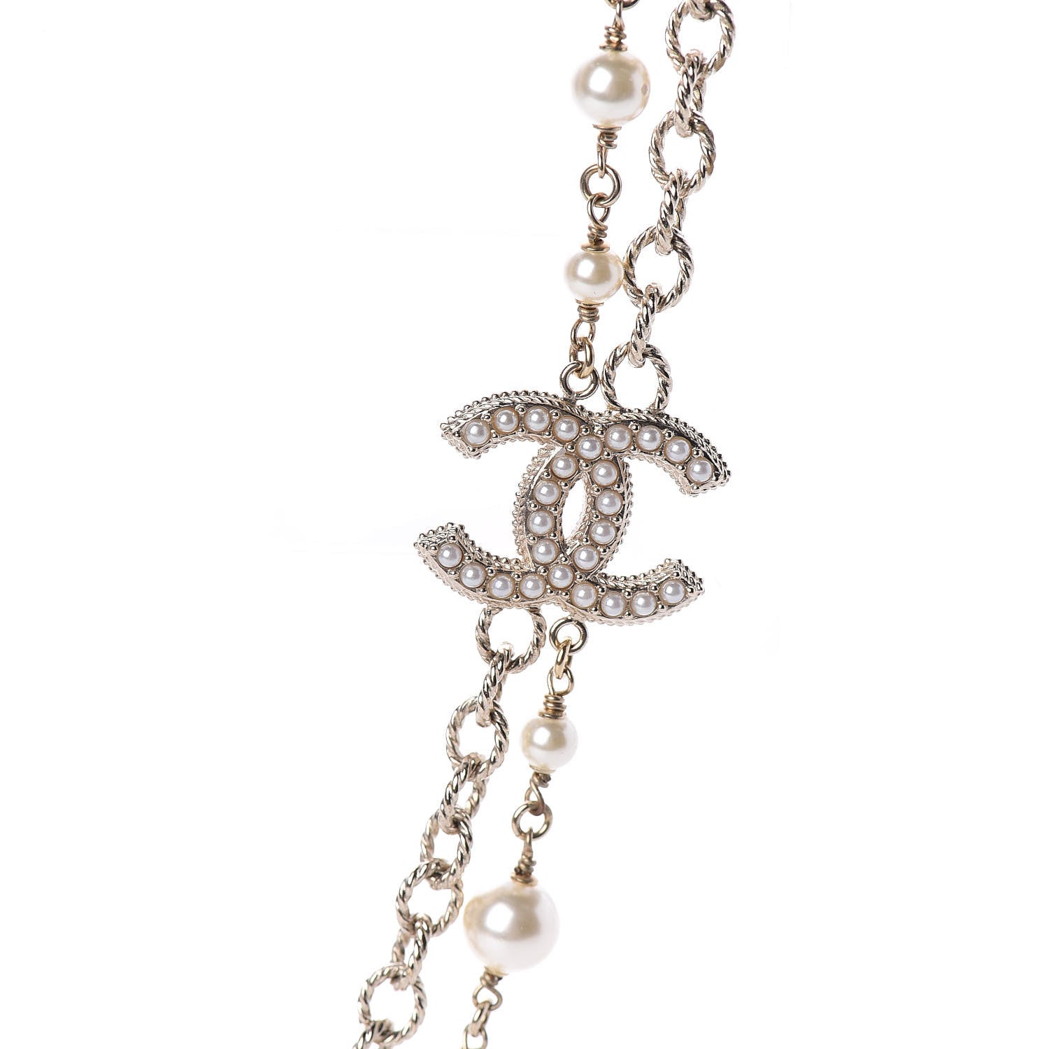 Chanel Graduated Pearl CC Long Necklace Light Gold 4 of 5