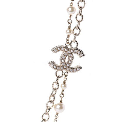 Chanel Graduated Pearl CC Long Necklace Light Gold 4 of 5